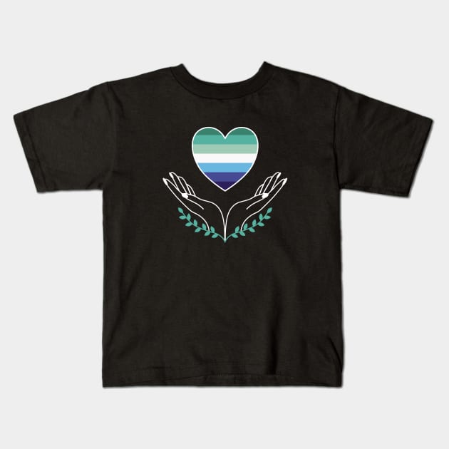 MLM Gay Men Pride Flag Heart Kids T-Shirt by superdupertees